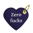 Zero fucks leather heart keyring
