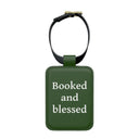 Booked and blessed leather luggage tag